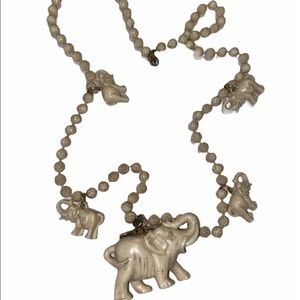Vintage Faux Ivory Elephant White Necklace